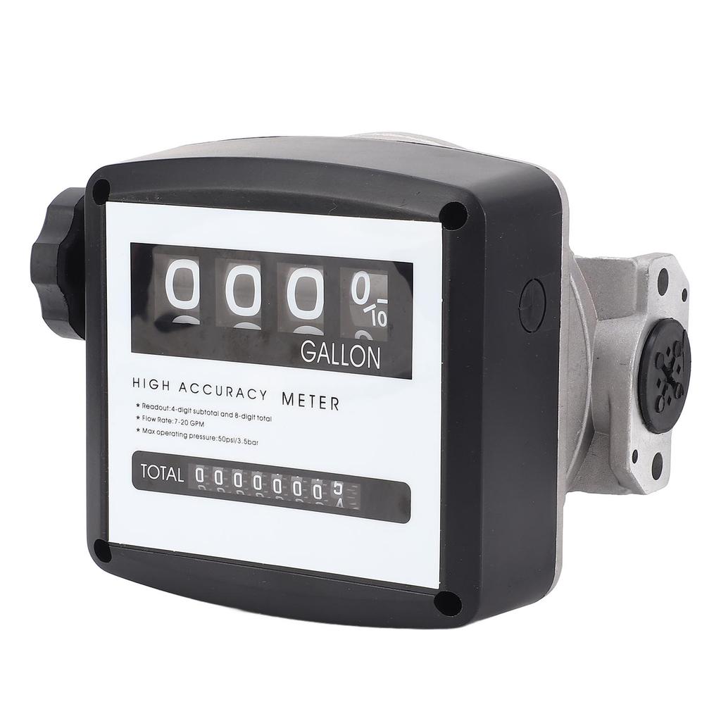 Aluminum Mechanical Fuel Flow Meter 4 Digit Pump Flow Meter Gallon High Accuracy Easy Reading