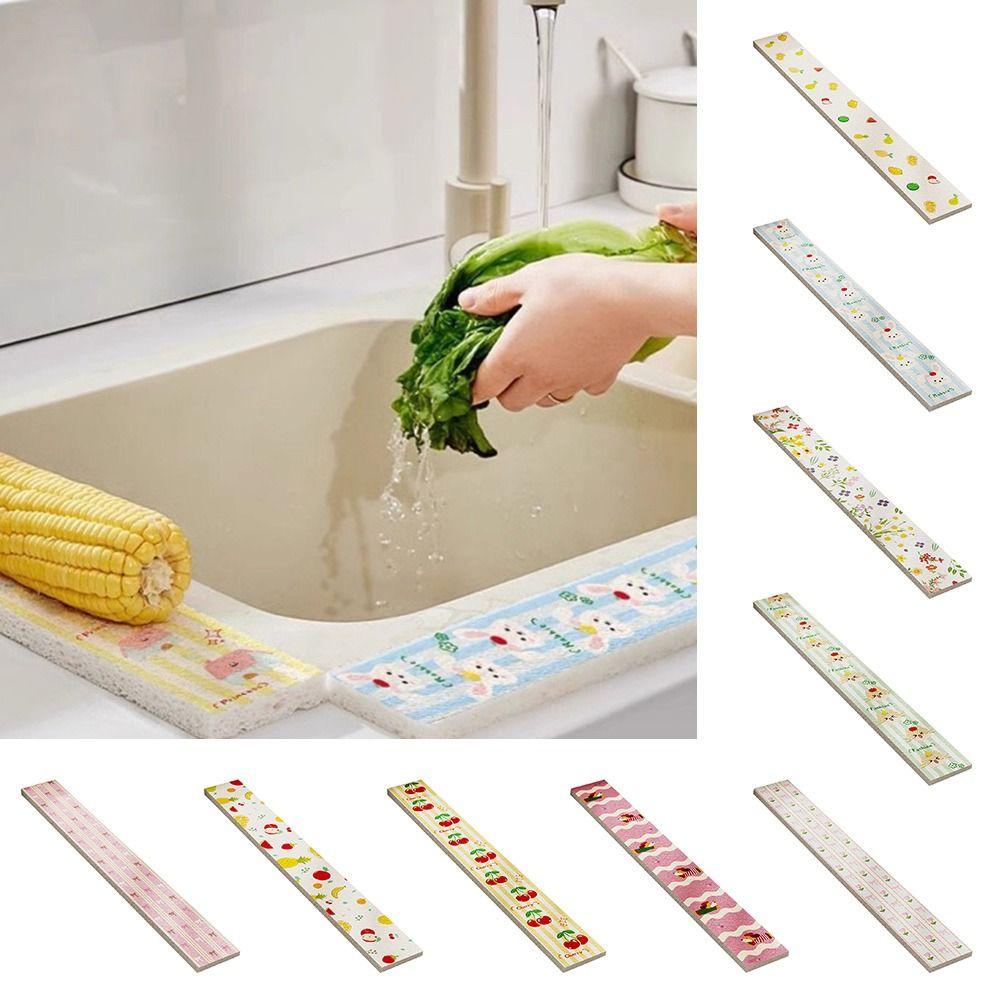 Wood Pulp Cotton Sponge Mat Cartoon Dish Drying Mat Sink Countertop Absorbent Pad  Kitchen Supplies