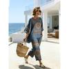 One wholesale, European and American style suit, summer loose round neck bat sleeve top, casual wide-leg pants two-piece set