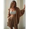 Western Style Summer New Casual Loose Long sleeve Shirts Shorts Set Loose Shirt + Shorts Set