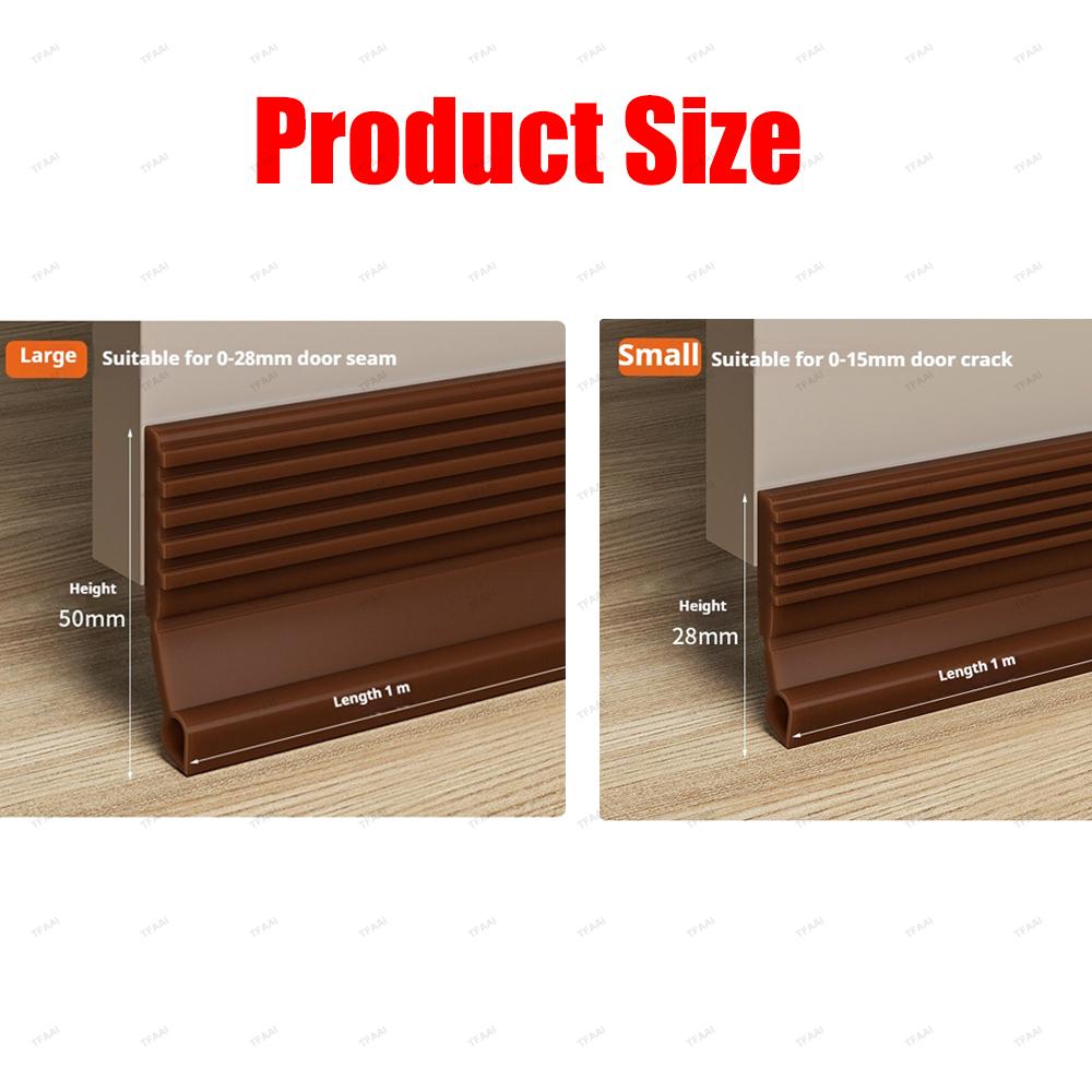 50mm Height Door Seal Strip Flexible Soft TPE Under Door Weatherstrip 1M Self-Adhesive Dustproof Windproof Stripping