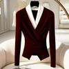 Maglioni da donna a maglia slim eleganti con scollo a V, patchwork, per il lavoro, pullover