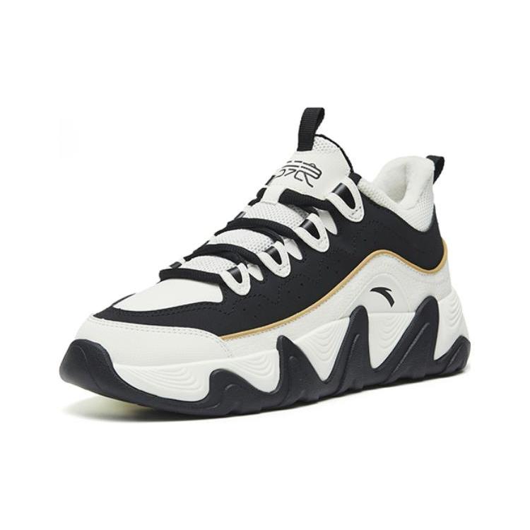 New Anta Backwave 2.0 Warm Anti Slip And Wear Resistant Low Top Sports Casual Shoes Women's Black White 122248989-2