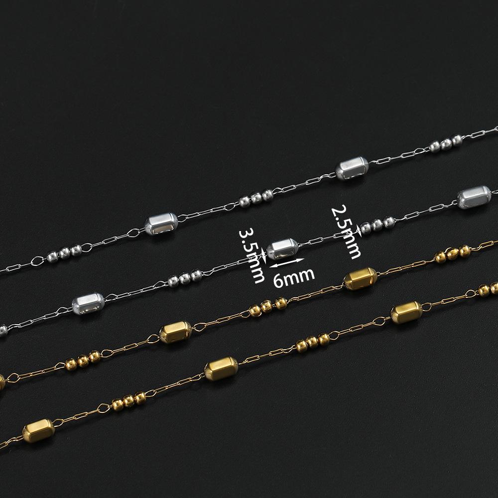 Stainless Steel Square Handmade Chain + Bead Collarbone Chain Handmade DIY Bracelet Necklace Earrings Accessories