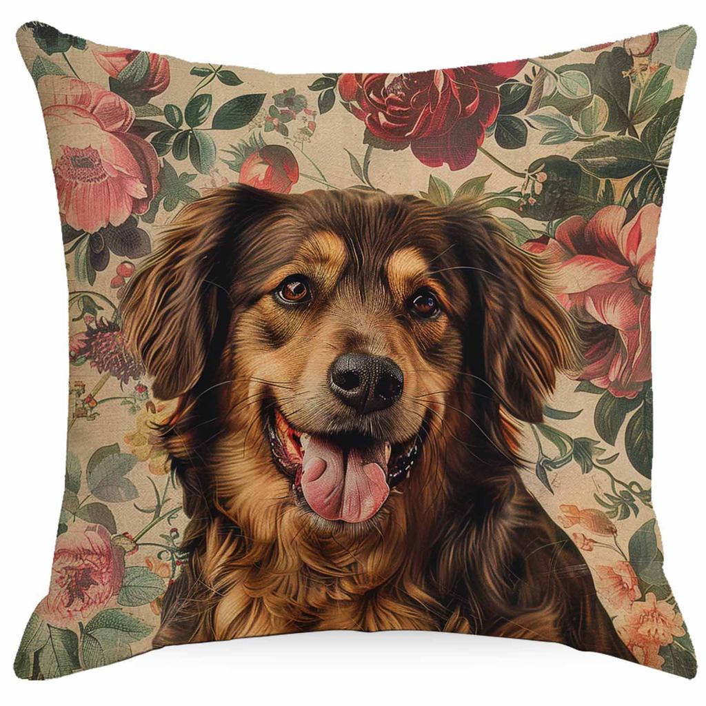Flower Dog Pillow Case Home Sofa Cushion Pillow Case
