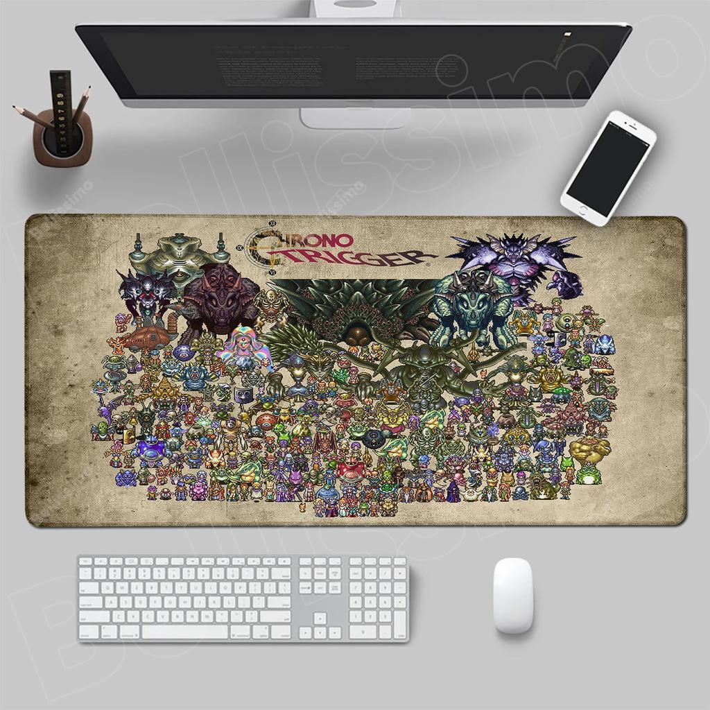 Mauspad Anime Gamer Gaming Zubehör Speed C-chrono Trigger Tastaturpad Gummi-Lock-Kante Schreibtisch-Mausmatte Laptop-Mauspad