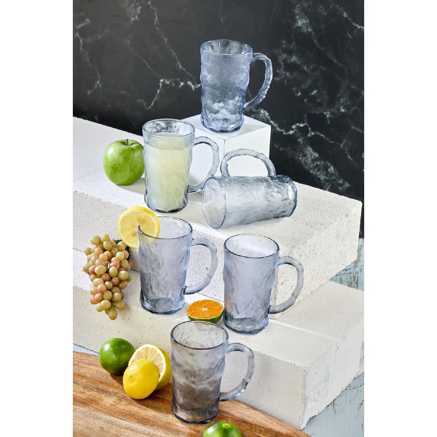 

Set Of 6 Frosted Luxury Glass Mugs, Blue Tea Coffee Luster Soft Drink Cups синий