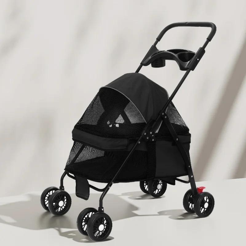 

Тележка для перевозки домашних животных, тележка для перевозки собак, тележка для кошек, маленькая и легкая, складная, для прогулок, коляска для перевозки собак