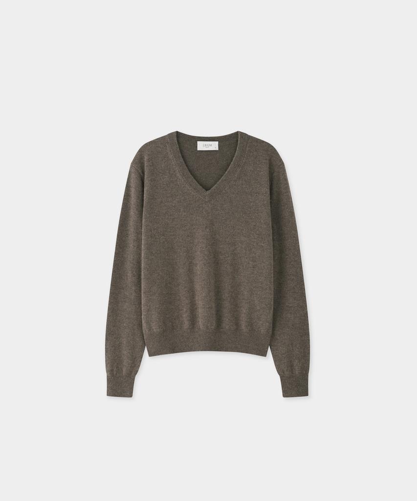JRIUM Cashmere Blend Essential V-Neck Knit Brown