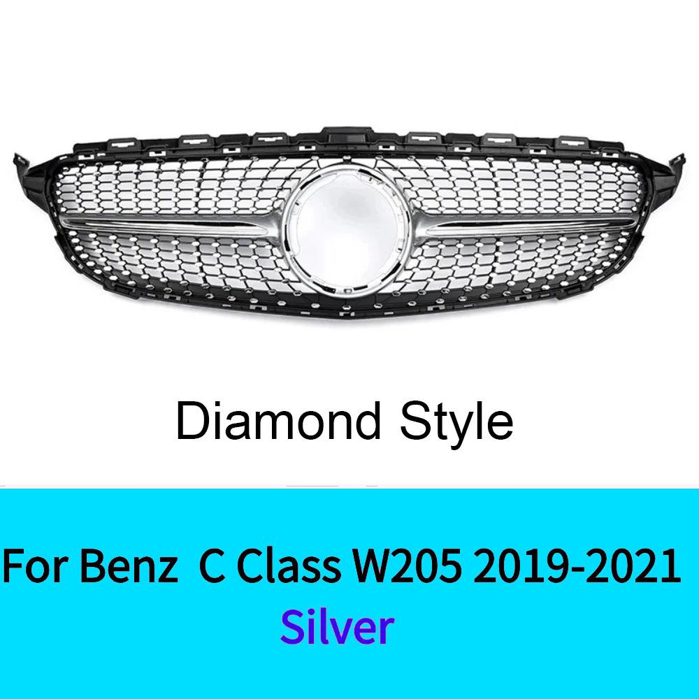 For Mercedes C Class W205 2019-2025 C180 C200 C250 C300 C260 C400 2019-2025 GT Style Sport Front Bumper Grille Inlet Grill  Mesh