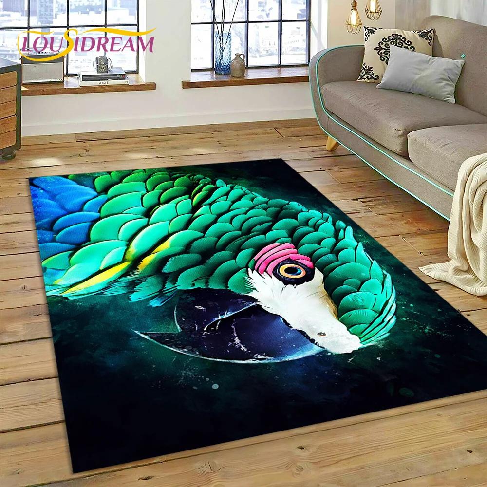 Colorful Parrot Macaw Budgerigar Bird Carpet Rug for Home Living Room Bedroom Sofa Doormat Decor,kid Area Rug Non-slip Floor Mat