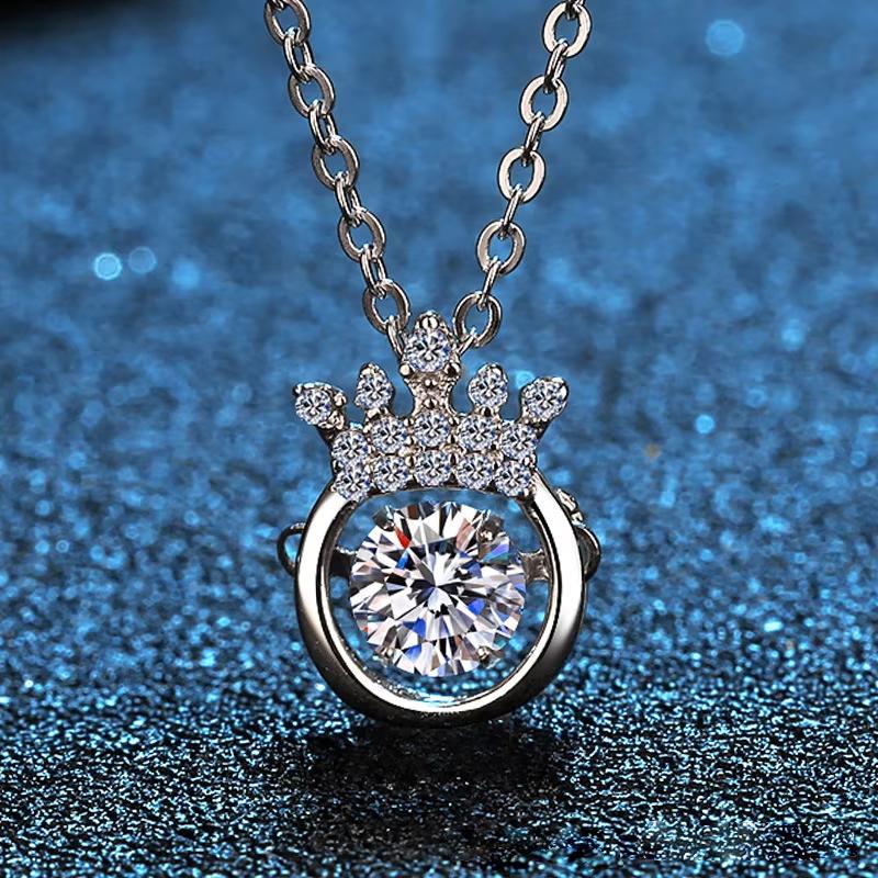 Mo Sangshi Fashion S925 Sterling Silver Necklace Smart Crown Beating Heart Qixi Valentine's Day Gift Wedding