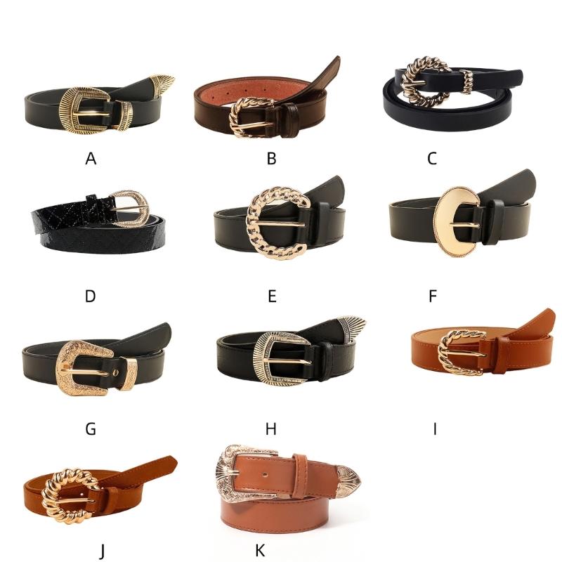 Stylish Buckles Belt Ladies Western Styles Waist Belt Durable Leather Waistband for Versatiles Styling