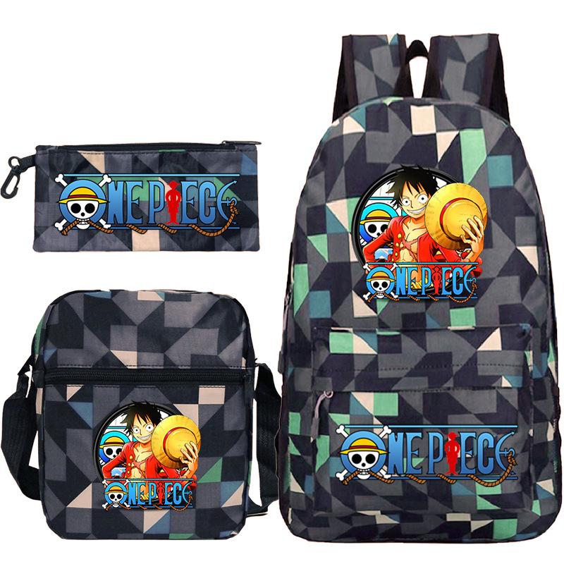Cartoon Printed Teen Backpack Men's and Women's Student School Bag Three-piece Combination