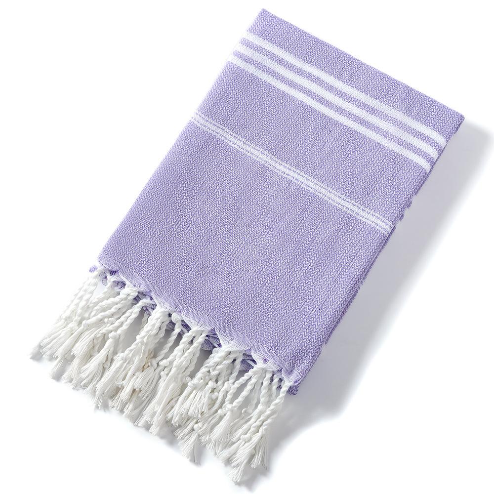 Oversized 90x180cm Turkish Beach Towel - Highly Absorbent Yarn-Dyed Striped Peshtemal with Tassels for Adults