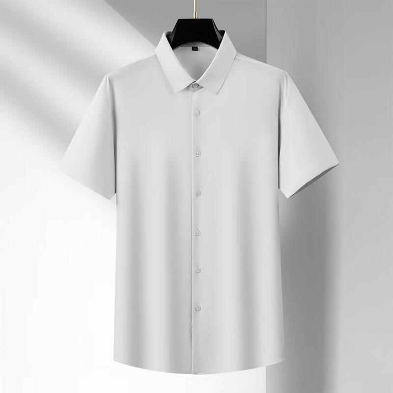 Dibinzhe Men's Plus Size Solid Short Sleeve Shirt