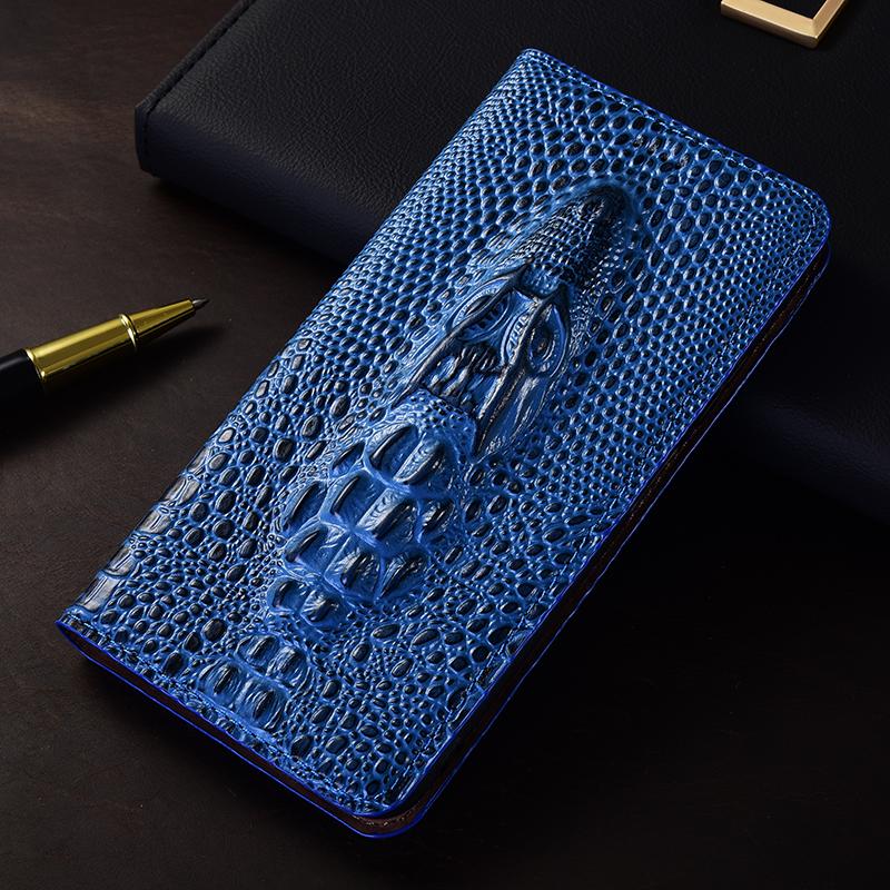 Crocodile Head Genuine Flip Leather Case for Xiaomi Poco X3 X4 X5 X6 X7 NFC F5 F6 F7 M3 M4 M5 M5S M6 M7 Pro Ultra Cover Cases