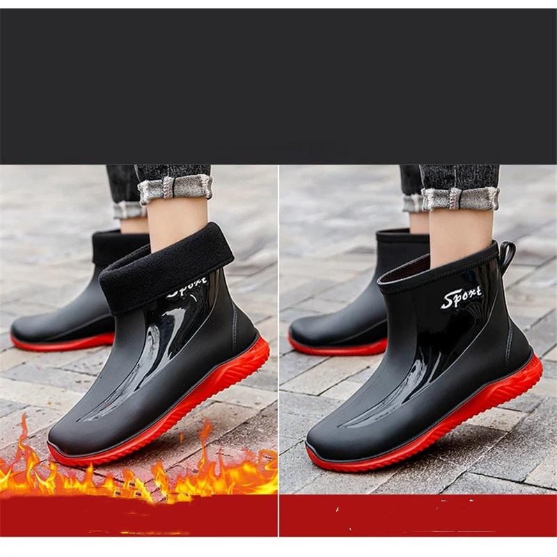  Waterproof Short Ankle Rain Boots Non-slip Rubber Casual Rain Shoes