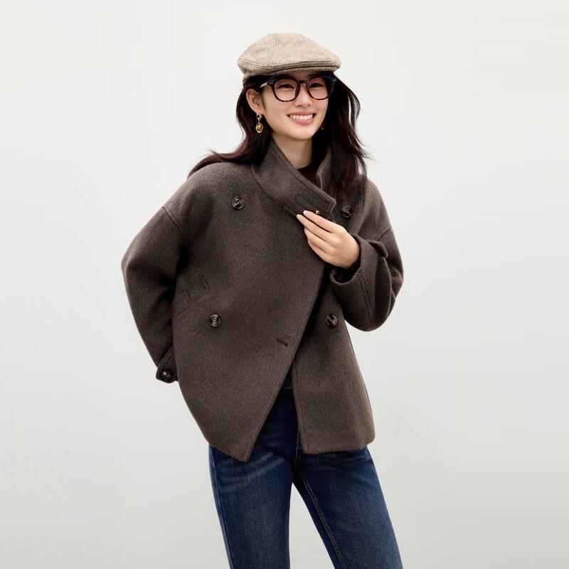 

Qiushui Yiren Women s Petite Barnes Style Short Stand Collar Wool Blend Coat XL