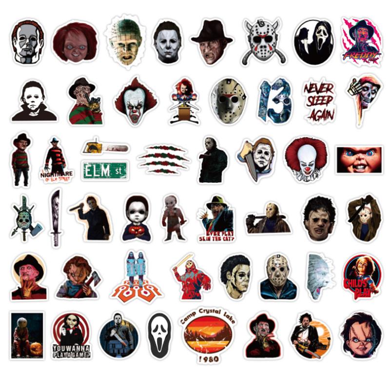 10 30 50Pcs Halloween Themed Horror Characters Graffiti Waterproof Skateboard Travel Suitcase Phone Laptop Luggage Stickers