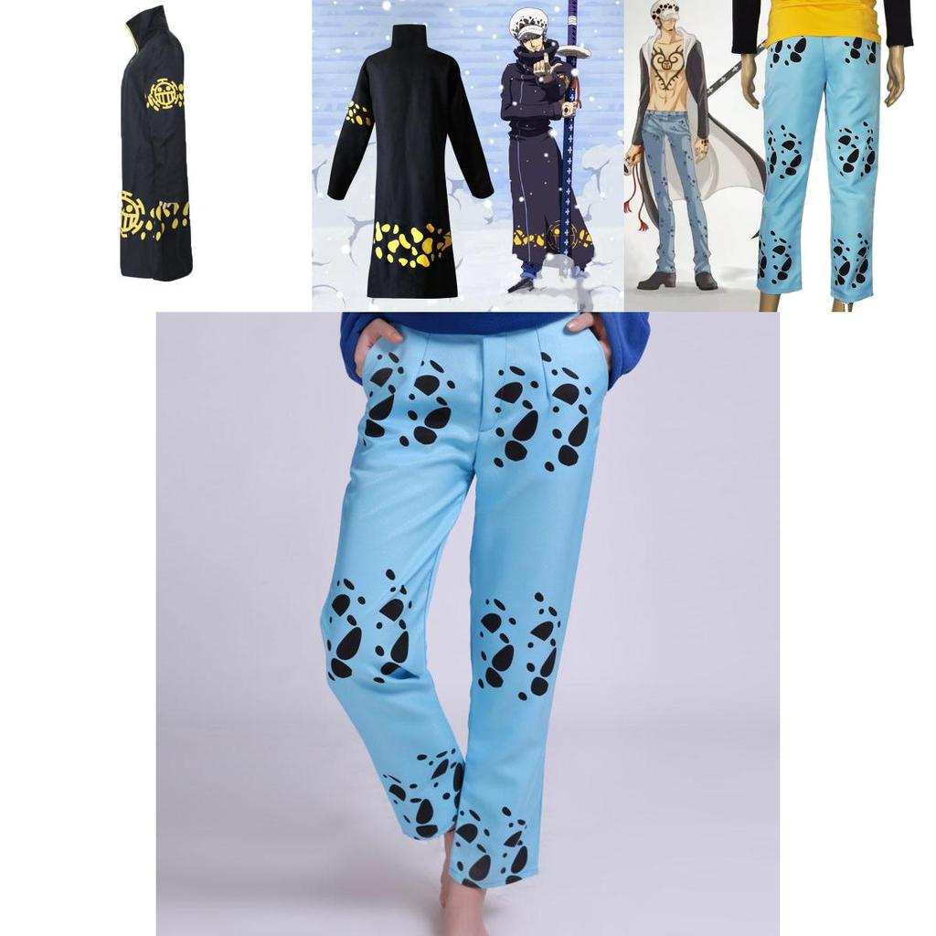 Exquisite One Piece Trafalgar Law Cosplay Costume Set With Cloak Pants And Hat