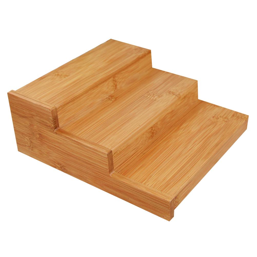 Ράφι Μπαμπού για Μπαχαρικά Βάση Επίδειξης Οργανωτής Ντουλαπιού Κουζίνας Βάζα με Ετικέτες Ράφι Πάγκου