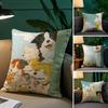 Niedliche Hunde Einladung Spiel Kissenbezug Komfort Sofa Bett Seidig elegant Verdeckter Reißverschluss Dekorative Kissenhülle