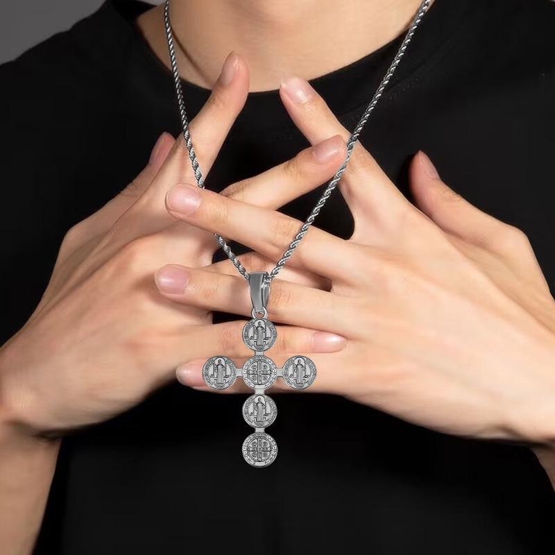 Retro Catholic St. Benedict Exorcist Cross Tag Pendant Key Chains DIY Charms for Jewelry Crafts Making.