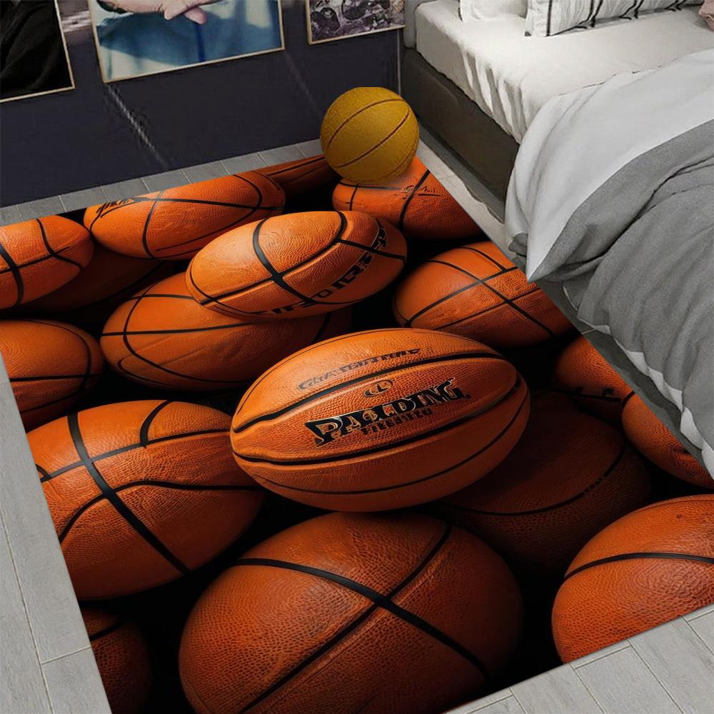 Sports Basketball Theme Carpet Basketball Hoop Pile Shooting Scene Court Patterns NonSlip Rug For Bedroom Game Room Decor