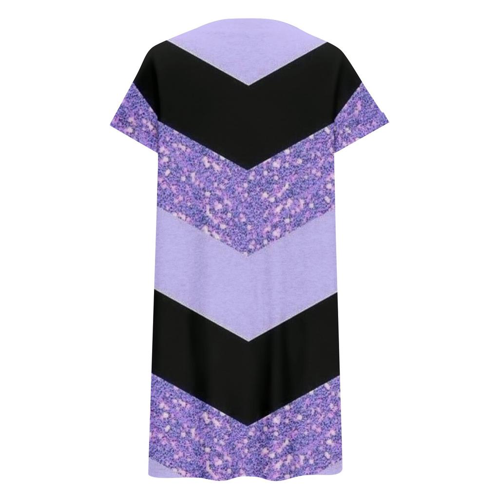 Robes grande taille pour femmes, col en V, manches courtes, tunique d'été décontractée avec poche