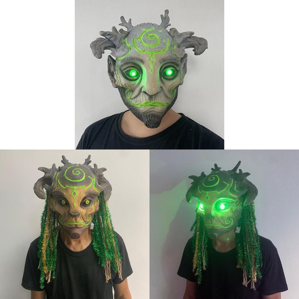 Baumgeist Latexmaske mit leuchtenden Merkmalen für Kostümpartys und Cosplay-Events