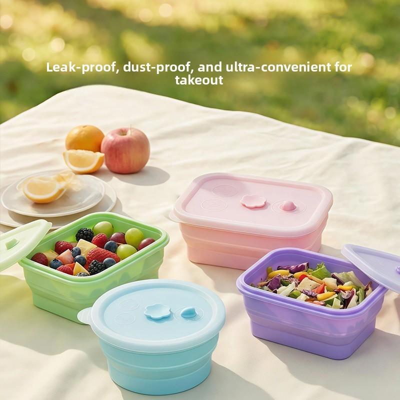 Silicone Food Storage Container With Foldable Design For Refrigerator Organization And Freshness