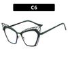 New cat eye hollow color matching flat mirror metal European and American glasses frame fashionable advanced sense anti-blue glasses