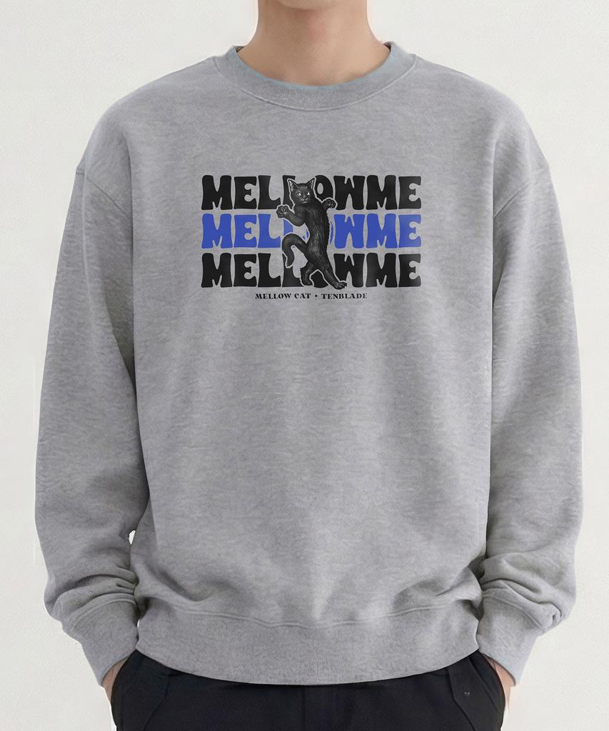 TENBLADE Premium Double-Sided/Fleece-Lined Mellow Cat Semi-Overfit 2-Color Graphic Sweatshirt