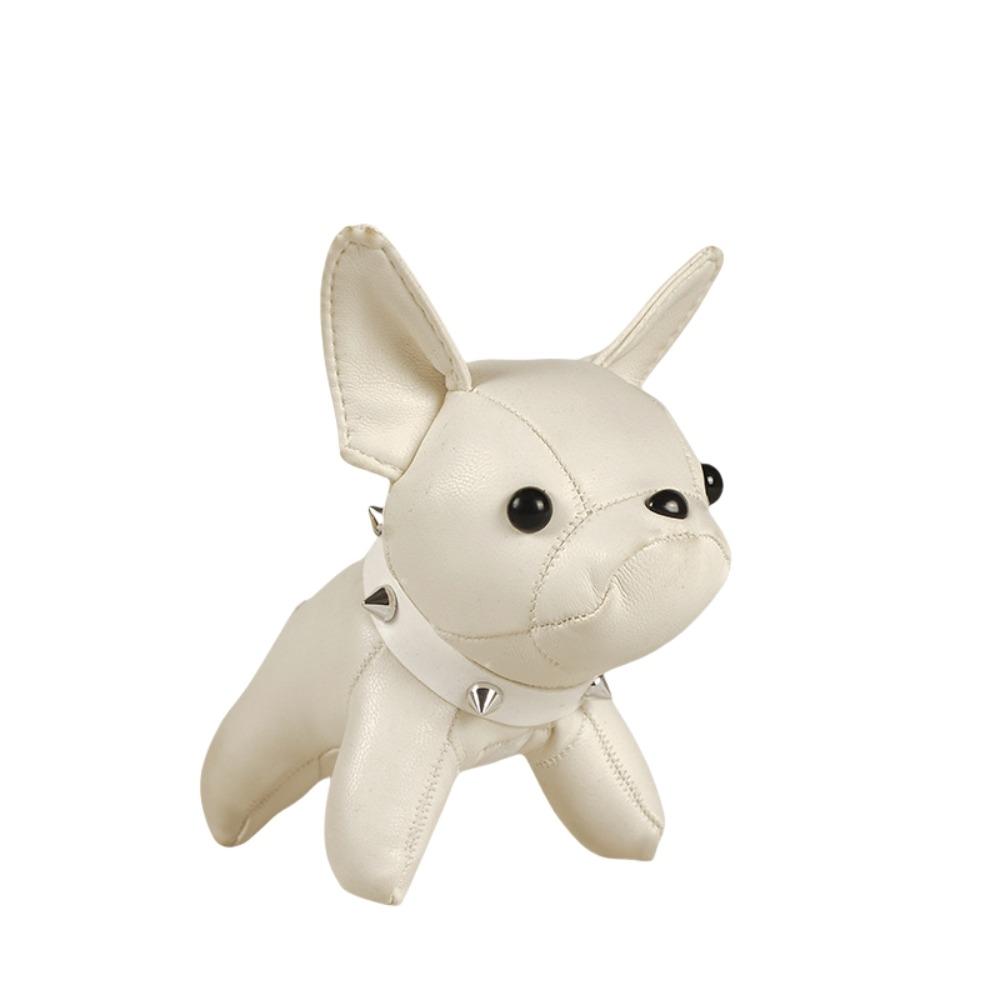 

Cartoon Dog Pendant French Bulldog Car Keyring Kawaii Chubby Leather Keychain Gift 14CM White