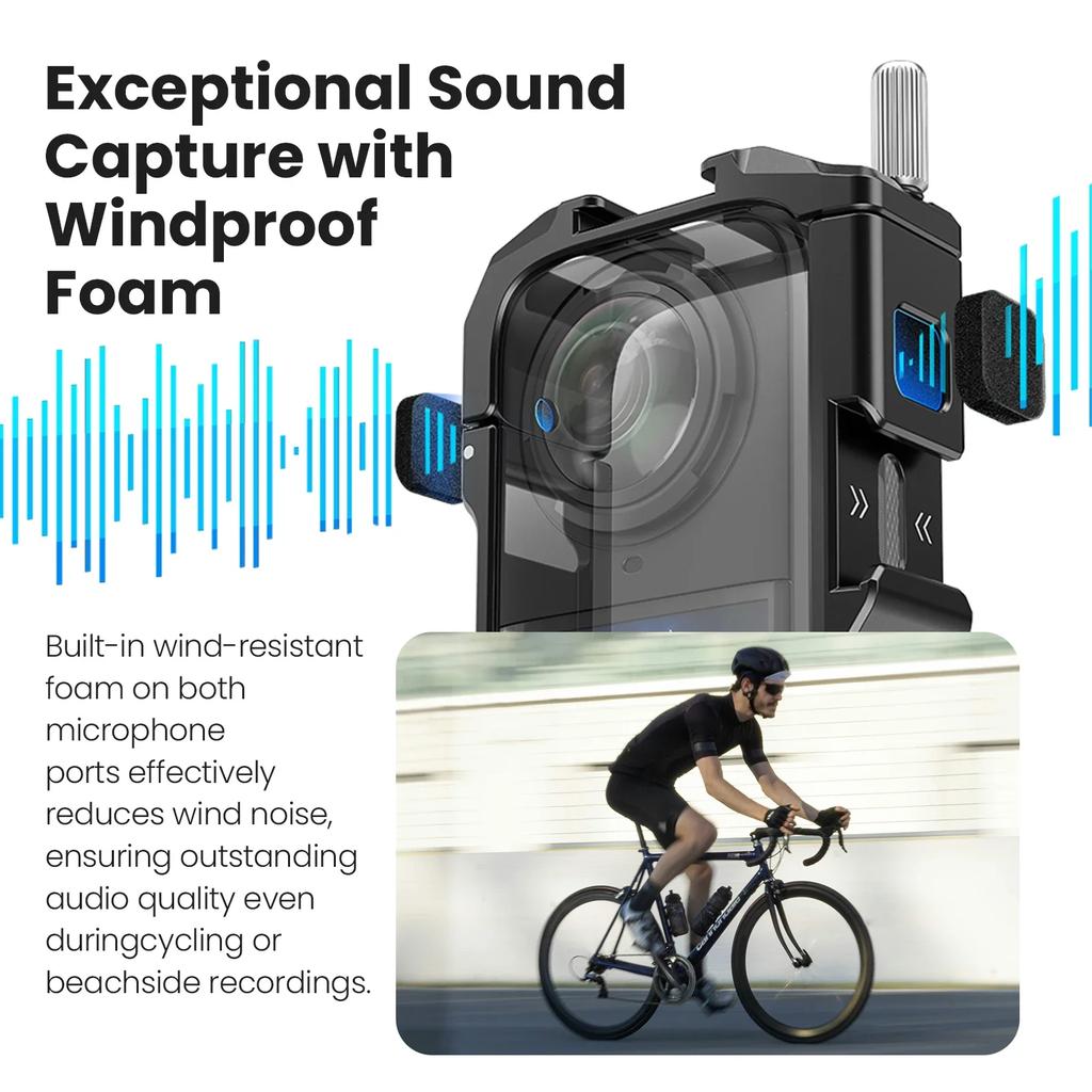 Metal Frame with Lens Cap for Insta360 X5 Camera Cage Built-in Noise Reduction Foam for Insta 360 X5 Camera Accessories