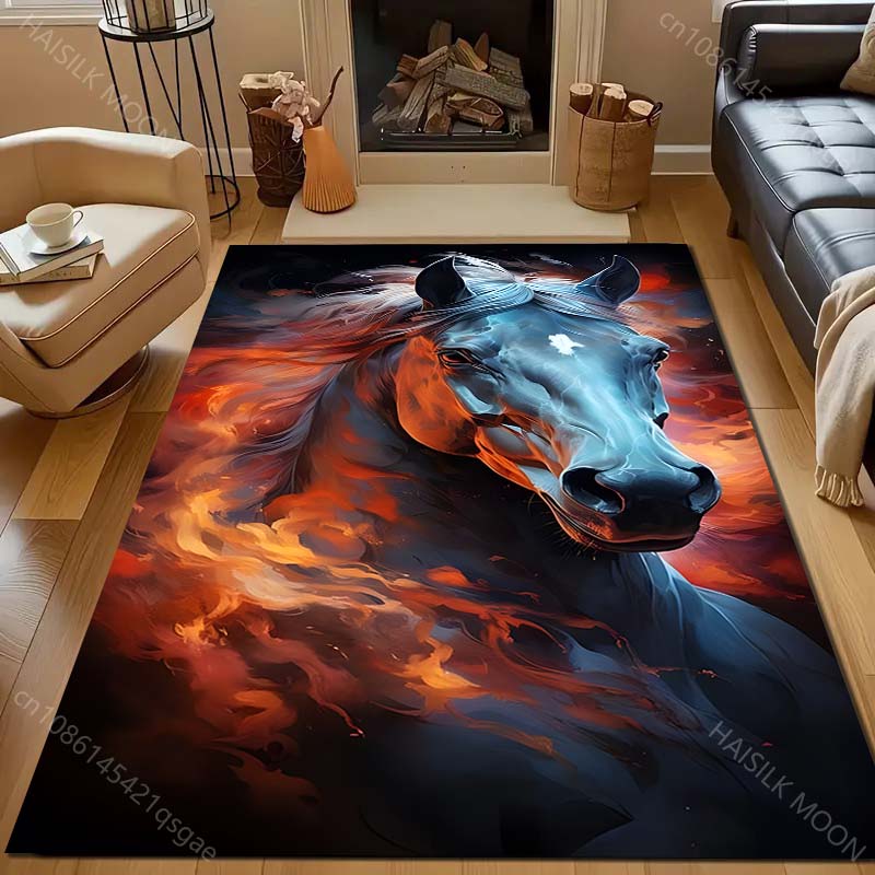 17 Styles Running Horse Print Carpet for Living Room Bedroom Sofa Doormat Home Decor  Area Rug Non-slip Floor Mat for Gifts