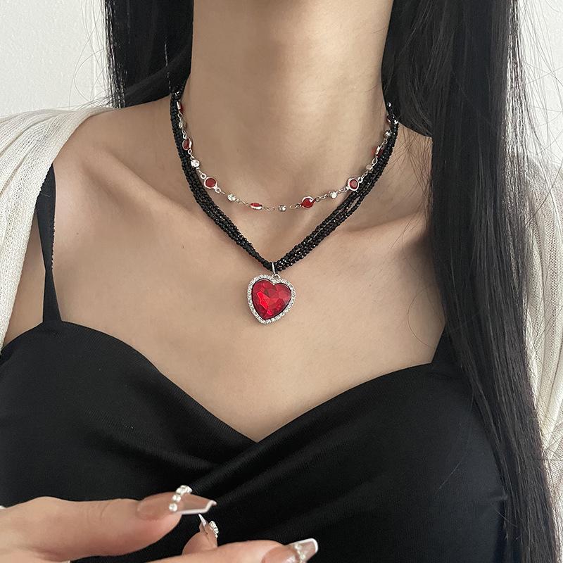 

Meier Love necklace female nicheaccessible luxuryy2k hot girl accessories double layer clavicle chain