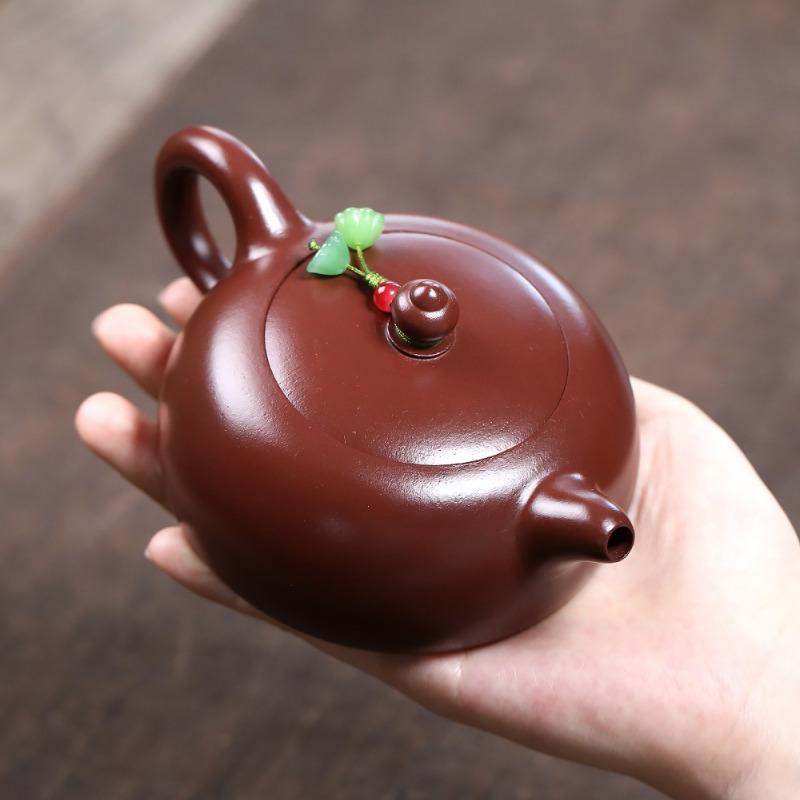 

200ml Traditional Yixing Purple Clay Teapots Handmade Half-moon Pot Raw Ore Purple Zhu Mud Tea Maker Kettle Zisha Tea Set Craft
