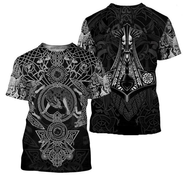 2021 Summer New Men 'S Viking 3dt Shirt Print Clothes Fashion Trend Punk T -Shirt Harajuku Men 'S Top 