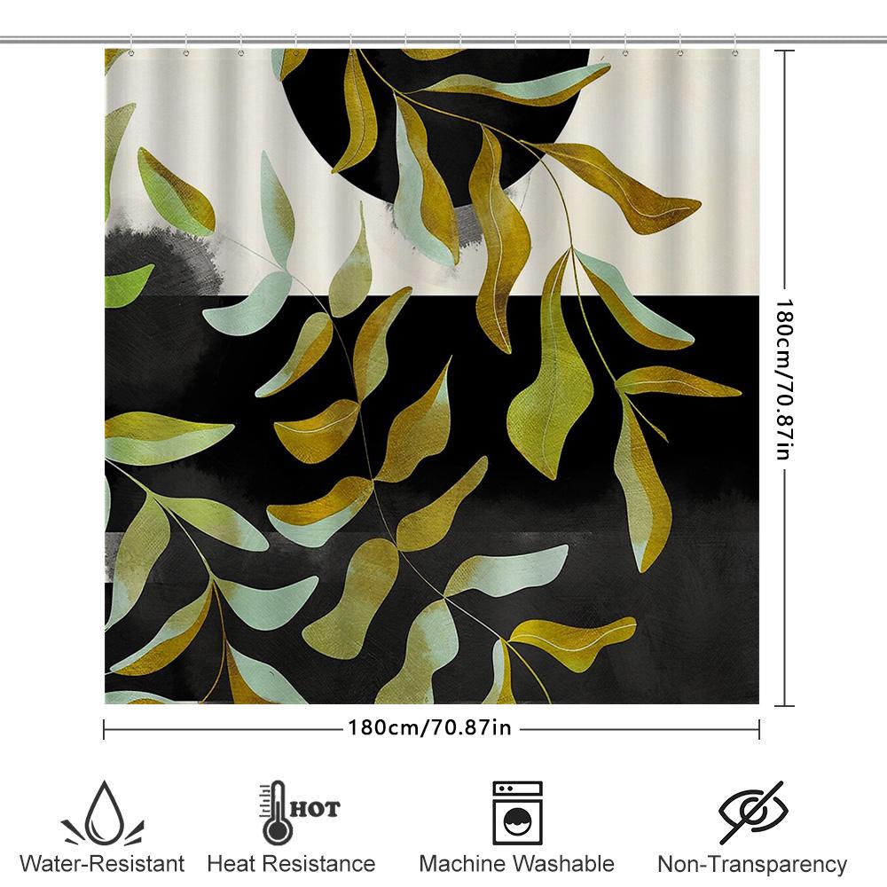 Botanical Shower Curtain Eucalyptus Greenery Leaf Pattern Nature Decor Bathroom Fabric Backdrop Waterproof Modern Farmhouse Styl
