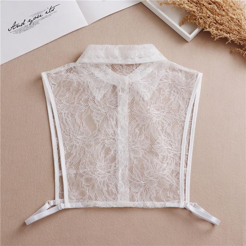 Women Chiffon Fake Collar Ladies Thin Lace Hollow Detachable Collar Half Shirt Lapel False Collar Female Blouse Tops Decoration