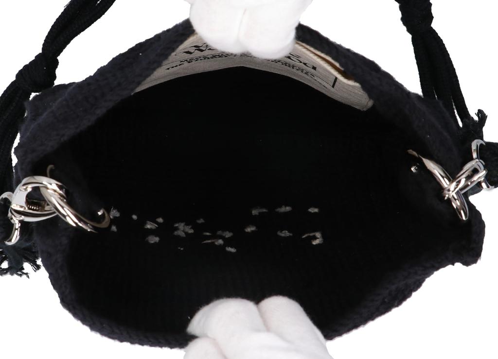 Vivienne Westwood Cotton Yarn Crochet Tote Small Shoulder Bag K004W in Black (4D030001U N401)