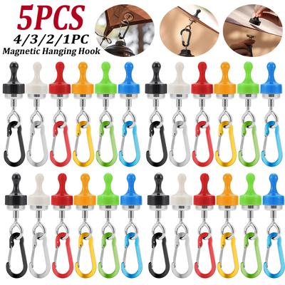 1-5pcs Magnetic Hanging Hook D-Shape Camping Magnetic Hook Portable Camping Tent Carabiner Outdoor Camping Accessories