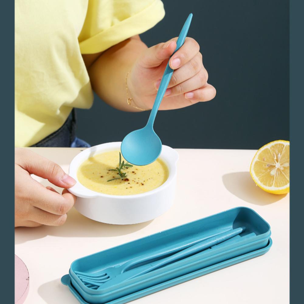 Eco-Friendly Wheat Straw Dinnerware Set Wheat straw Utensil Box New Tableware travel set  Travel