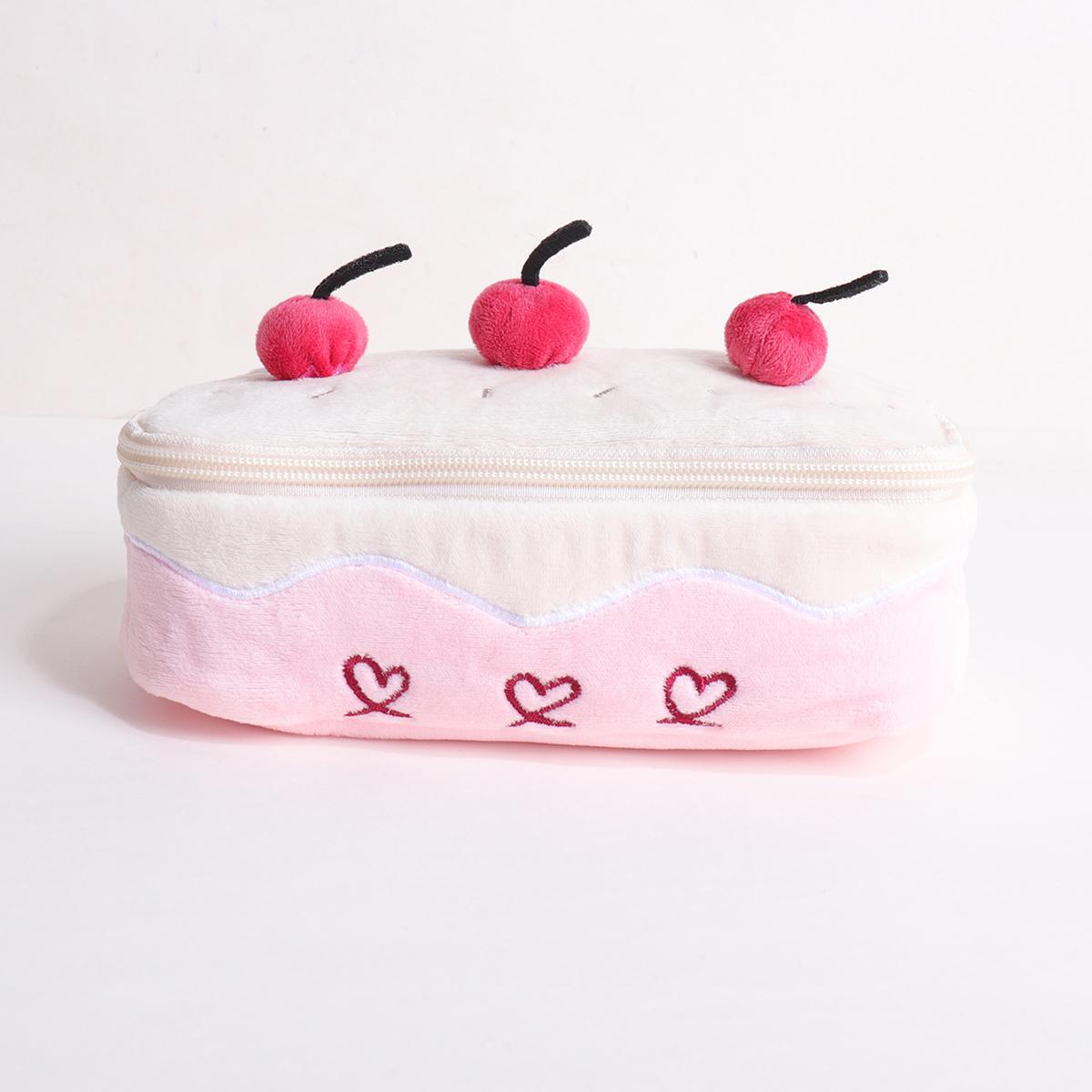 

New Plush Cherry Cake Pen Bag Large Capacity Pencil Case Students Multifunction Stationery Bag For School Office