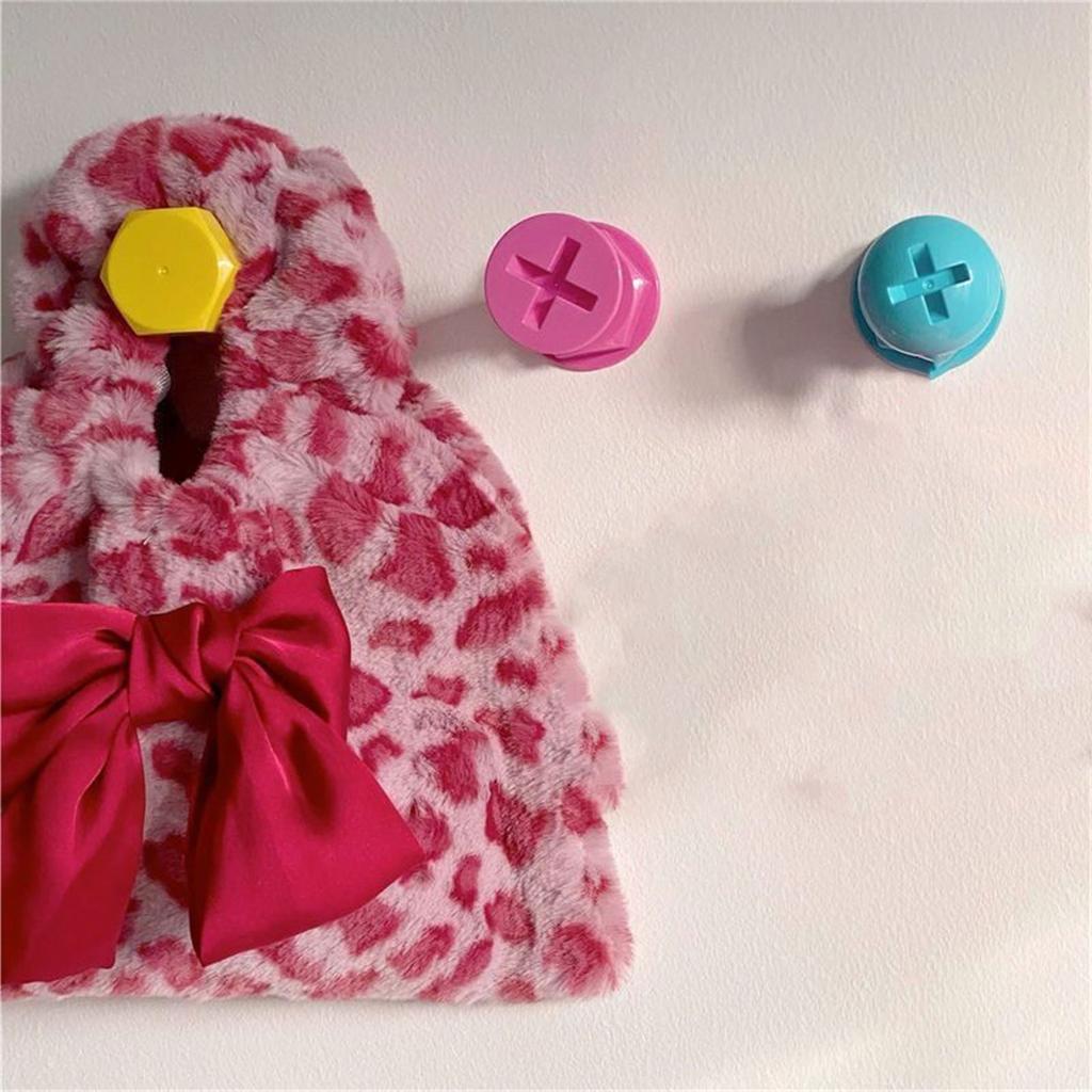 Set of 3 Creative Colorful Screw Shaped Sticky Hooks for Home Organization Bag Hangers Walls and Door Plastic Hooks