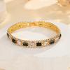 Charm Female White Red Black Green Blue Zircon Stone Square Rectangle Bracelet Gold Color Wedding Jewelry For Women