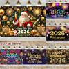 2026 Happy New Year Backdrop Banner Fireworks Champagne New Year Celebrations Christmas Party Photo Background Decoration Banner