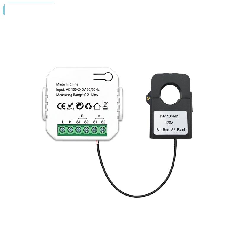 Smart Bi-directional 120A WiFi Energy Meter with CT for Solar Systems Buzzer Overload Alarm App Monitor Export&Import Power 1 Clamp
